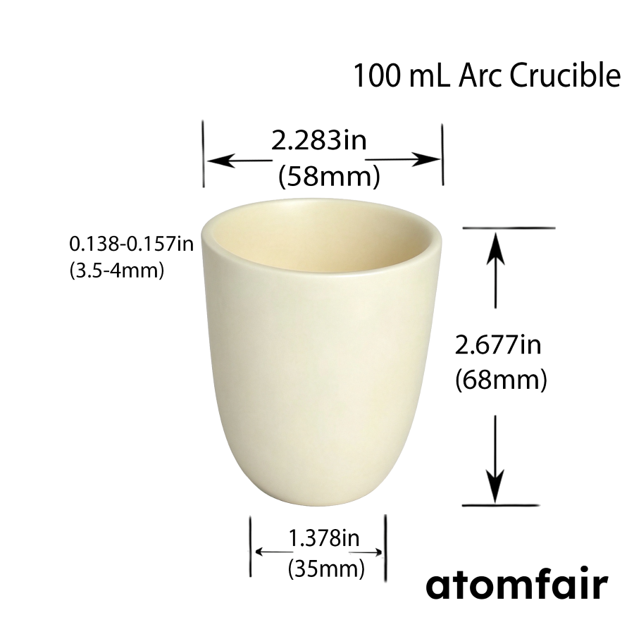 99.3% Alumina Ceramic Arc Crucible 100 mL ATOMFAIR®