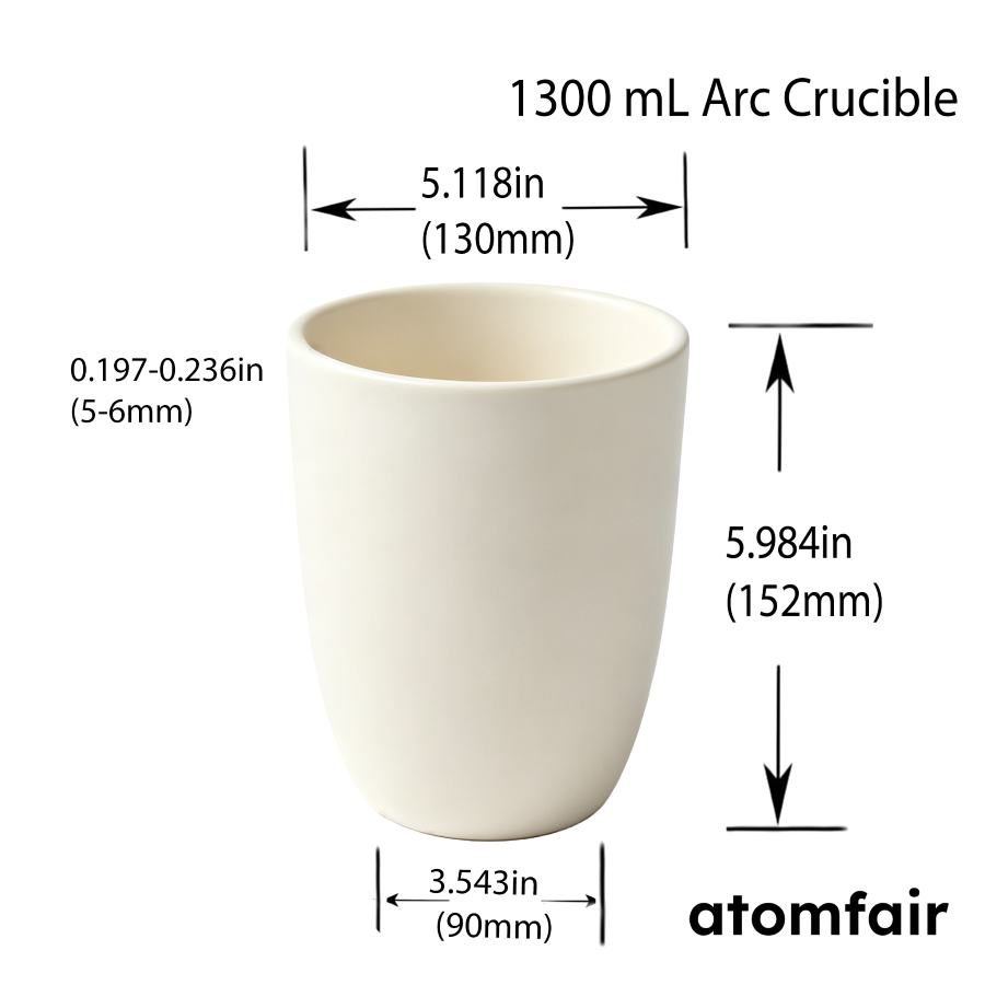 Alumina Ceramic Arc Crucible 1300 mL 99.3% ATOMFAIR®