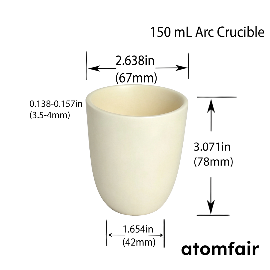 99.3% Alumina Ceramic Arc Crucible 150 mL ATOMFAIR®