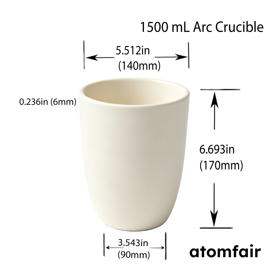 Alumina Ceramic Arc Crucible 1500 mL 99.3% ATOMFAIR®