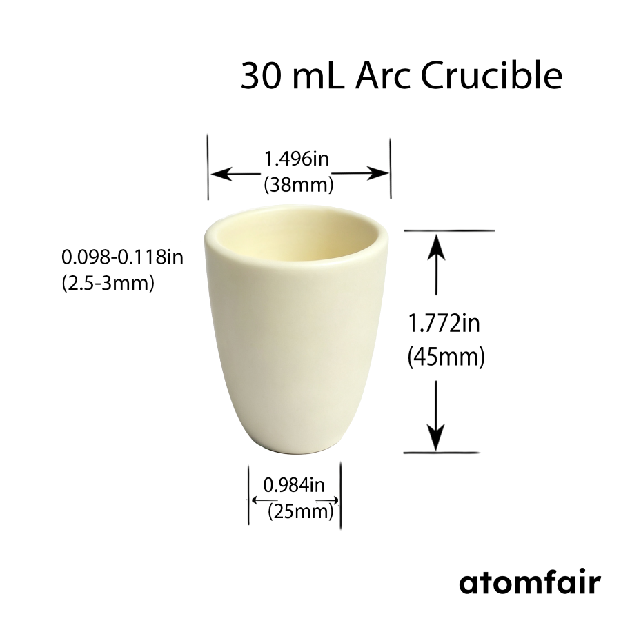 99.3% Alumina Ceramic Arc Crucible 30 mL AF-AAC30ML ATOMFAIR®