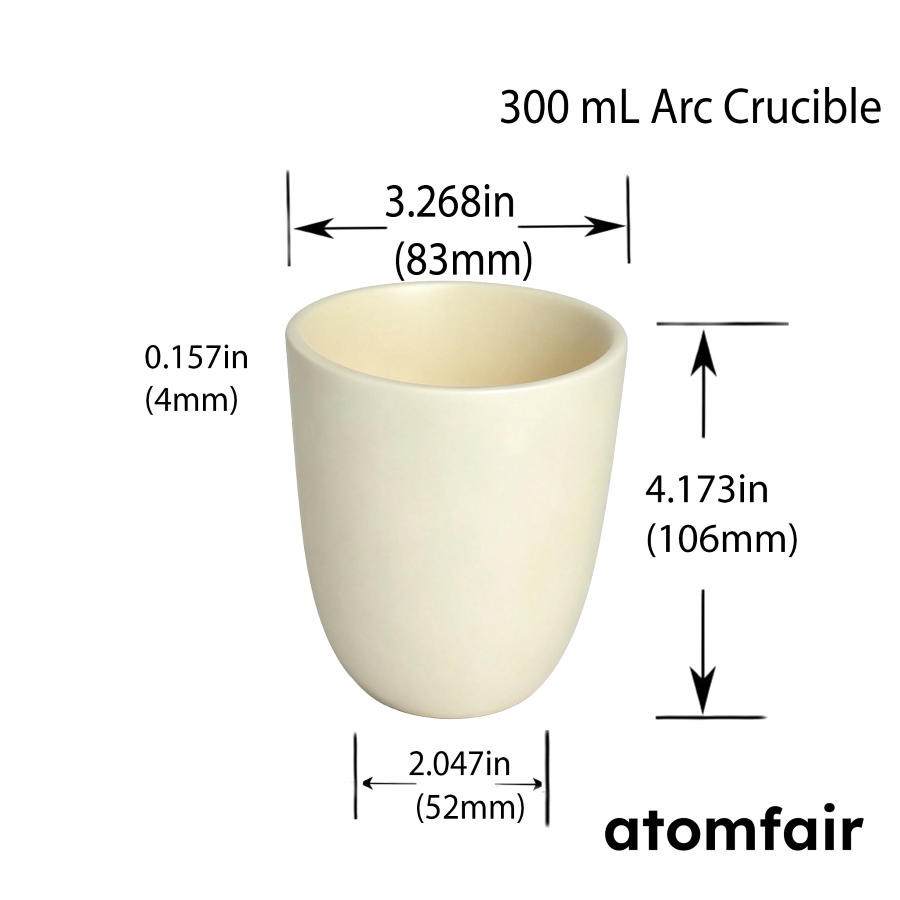 99.3% Alumina Ceramic Arc Crucible 300 mL ATOMFAIR®