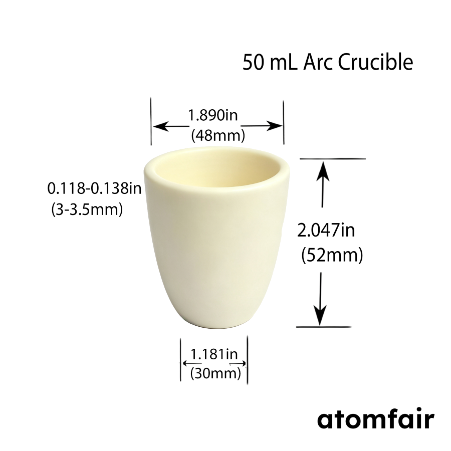 99.3% Alumina Ceramic Arc Crucible 50 mL ATOMFAIR®