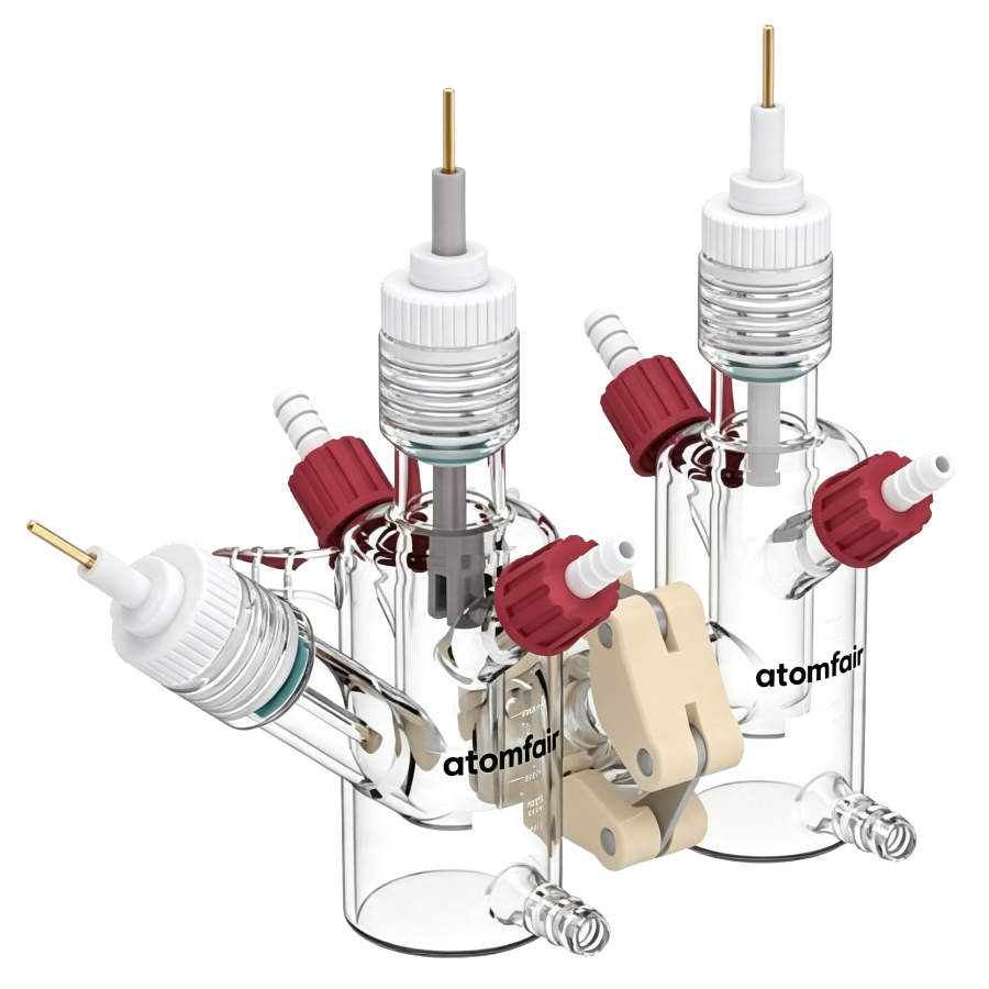 Atomfair Small-Volume H-Type Replaceable-Membrane Electrolytic Cell, Relative Sealing, Double Layer