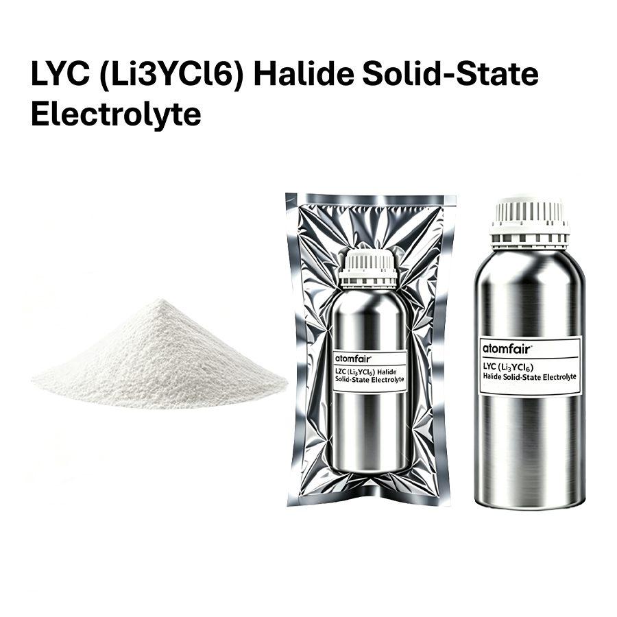 Li3YCl6 Halide Electrolyte 0.3–0.4 mS/cm ASSLB ATOMFAIR®