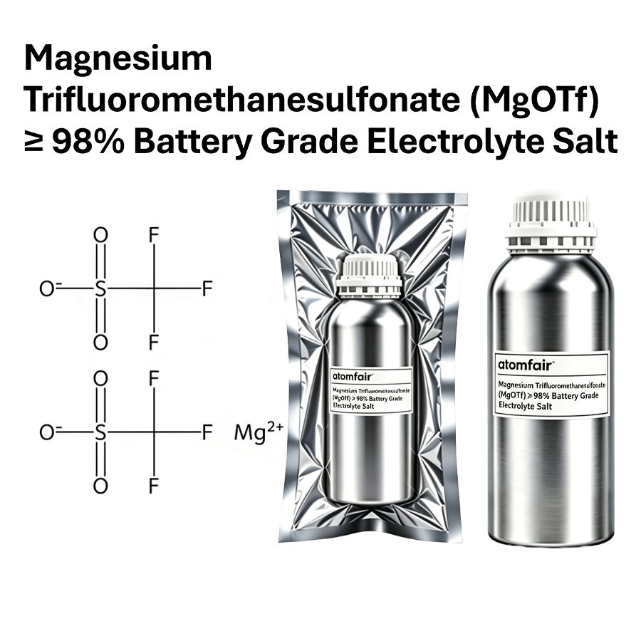Magnesium Trifluoromethanesulfonate (MgOTf) ≥ 98% Battery Grade Electrolyte Salt | Atomfair